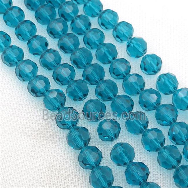 peacockblue Crystal Glass Beads, faceted round