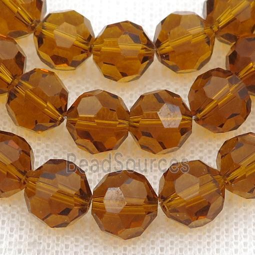 ambercoffee Crystal Glass Beads, faceted round