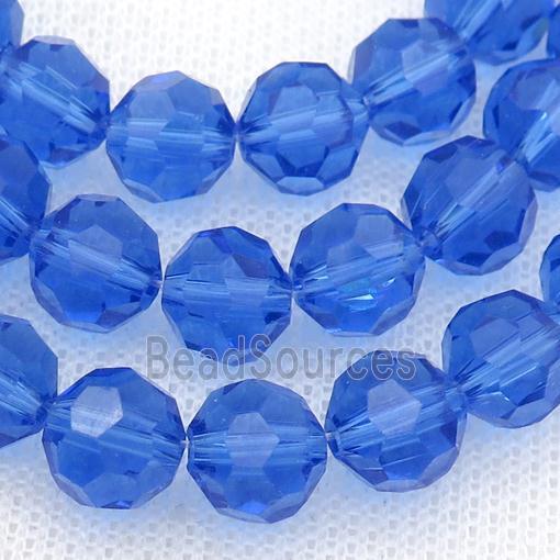 blue Crystal Glass Beads, faceted round