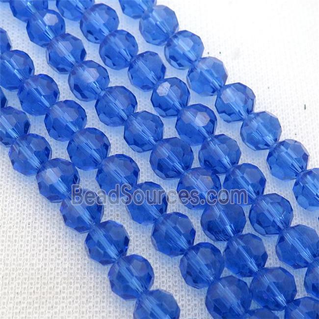 blue Crystal Glass Beads, faceted round