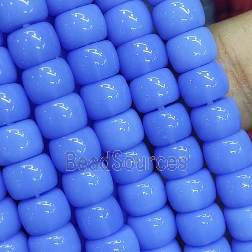 blue Jadeite Glass beads, barrel