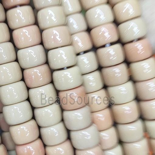 Jadeite Glass beads, barrel