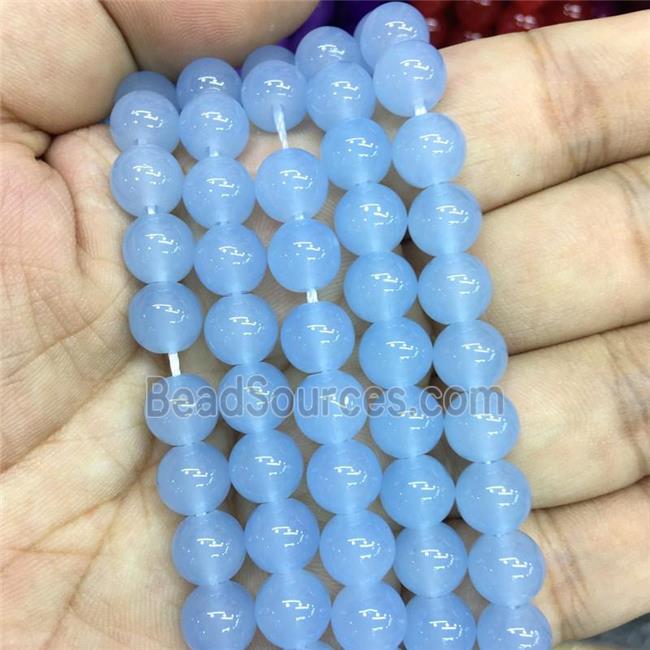 round Jadeite Glass beads, lt.blue