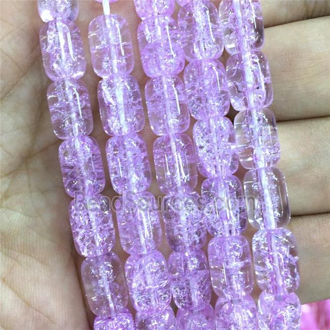 lt.lavender Crackle Crystal Glass barrel beads