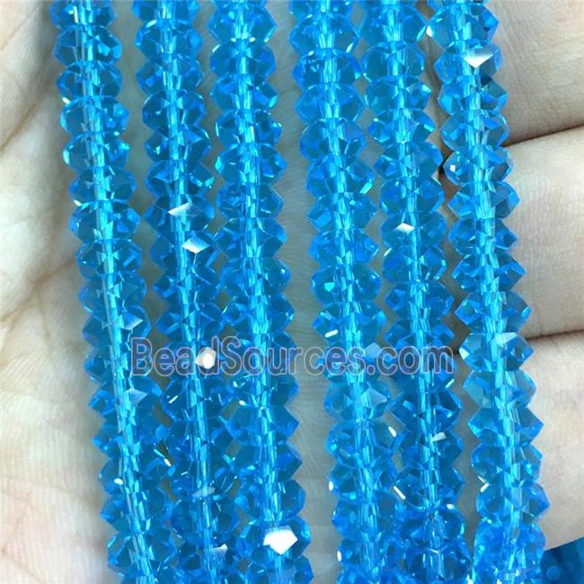 blue Crystal Glass beads, faceted rondelle