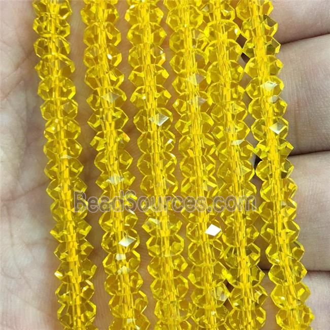 gold Crystal Glass beads, faceted rondelle