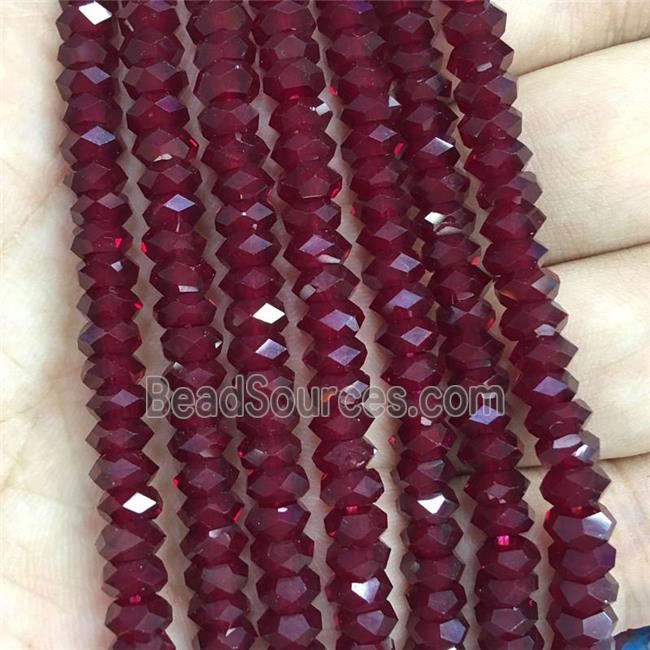 red Crystal Glass beads, faceted rondelle