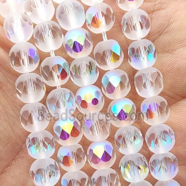 Crystal Glass beads, faceted round, clear AB-color