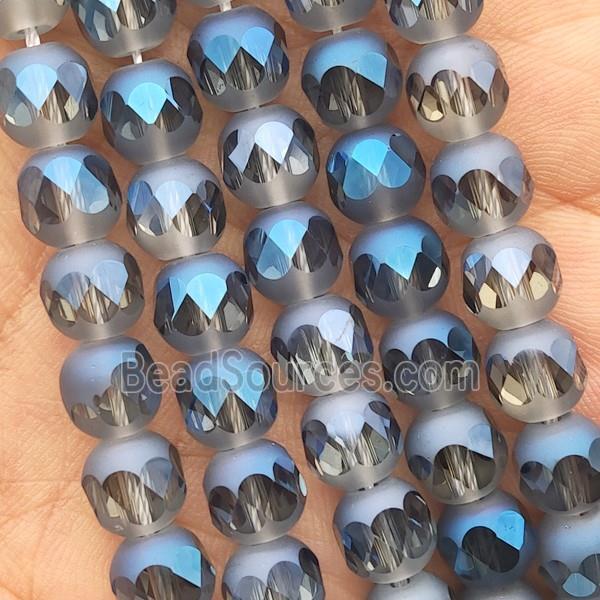 Crystal Glass beads, faceted round, blue electroplated