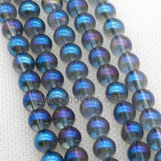 round Crystal Glass Beads, gray blue