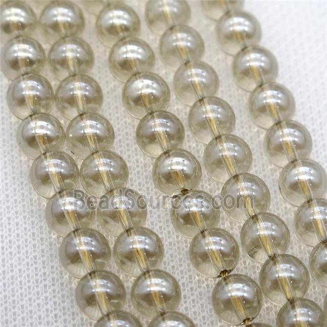 round Crystal Glass Beads, silver champagne