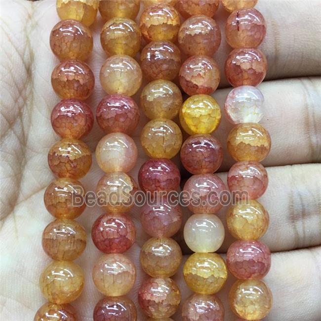 orange Crackle Glass round Beads