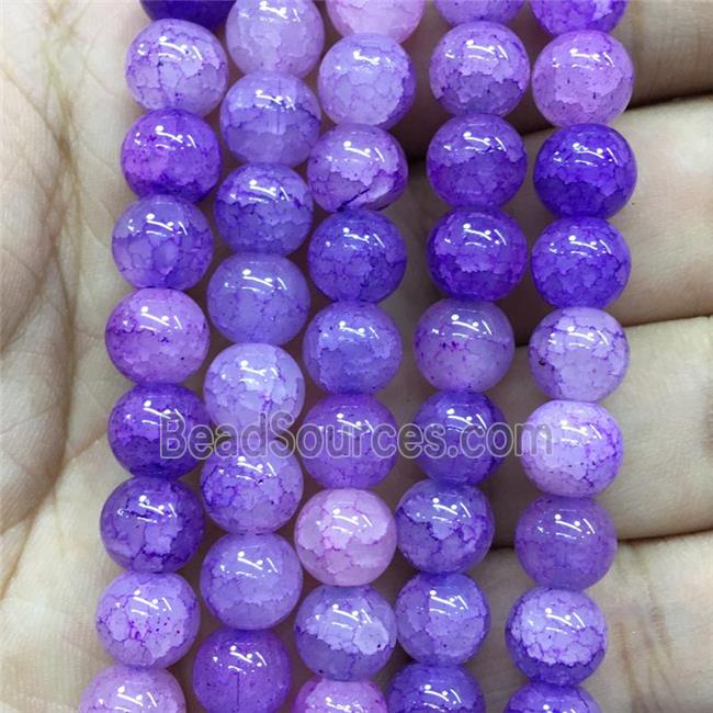 lilac Crackle Glass round Beads