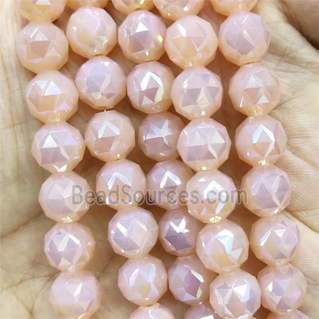 peach Jadeite Glass Beads, faceted round