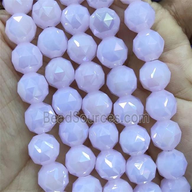 lt.pink Jadeite Glass Beads, faceted round