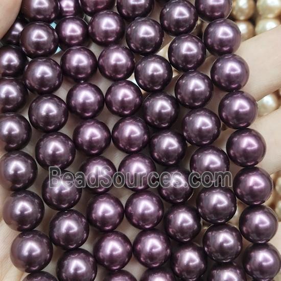 purple Pearlized Glass Beads, round