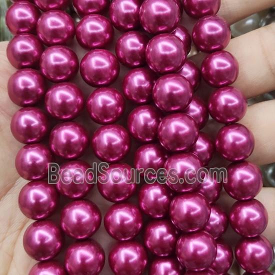 fuchsia Pearlized Glass Beads, round