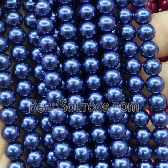 royalBlue Pearlized Glass Beads, round