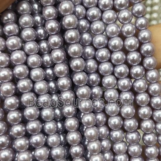 purplegray Pearlized Glass Beads, round