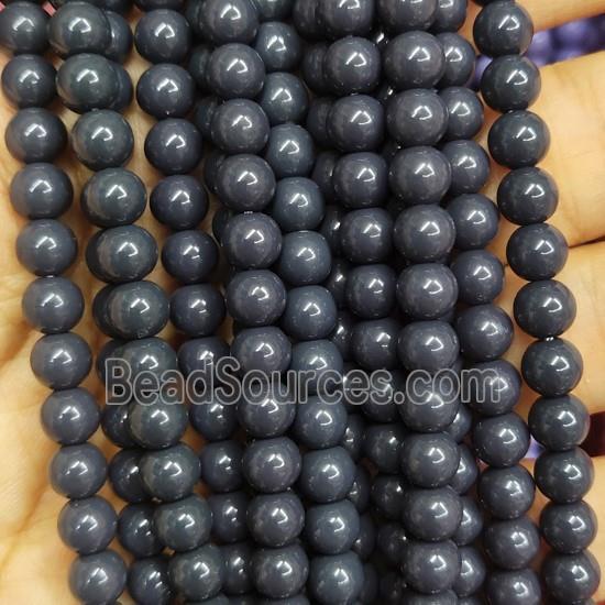 darkgray Lacquered Glass Beads, round