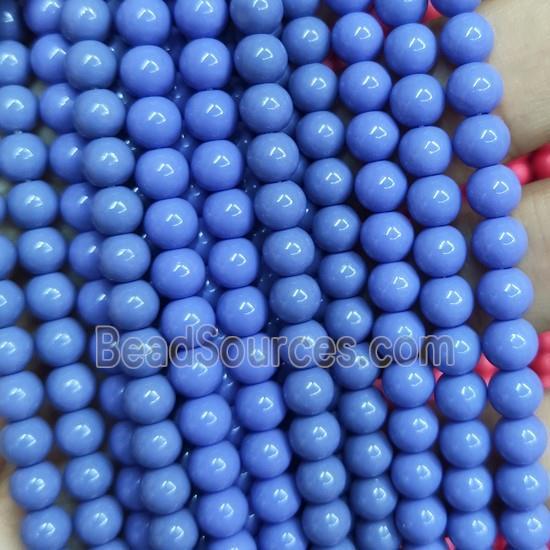 blue Lacquered Glass Beads, round