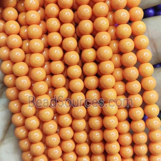 orange fire Lacquered Glass Beads, round