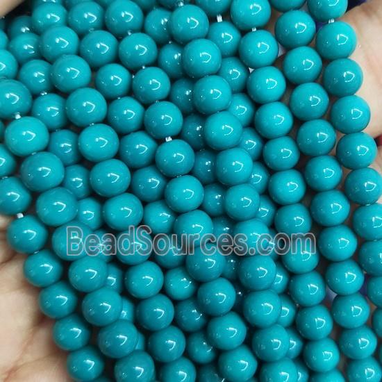 teal fire Lacquered Glass Beads, round