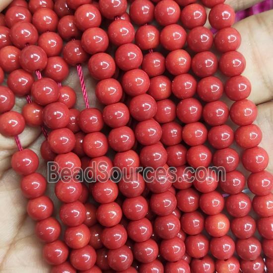 redCoral fire Lacquered Glass Beads, round