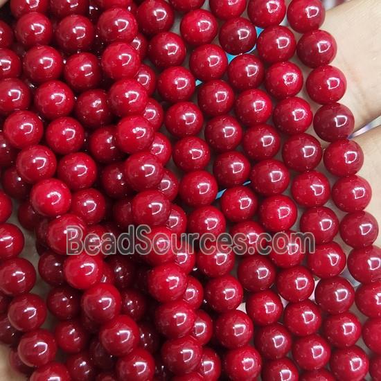 dp.Red fire Lacquered Glass Beads, round