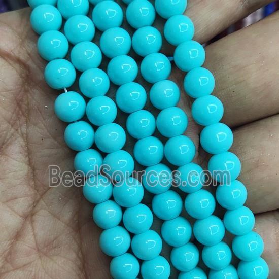 aqua Lacquered Glass Beads, round