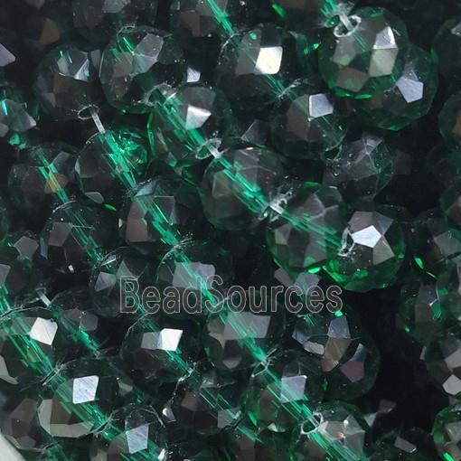 Peacockgreen Chinese Crystal Glass Beads Faceted Rondelle