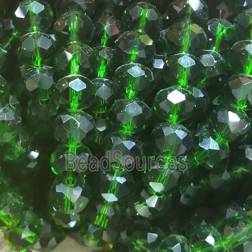 Deepgreen Chinese Crystal Glass Beads Faceted Rondelle