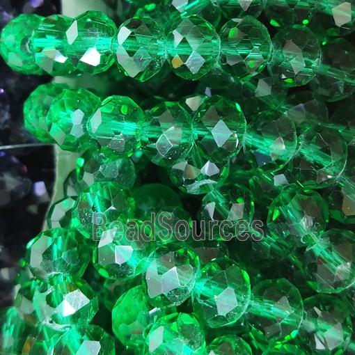 Green Chinese Crystal Glass Beads Faceted Rondelle