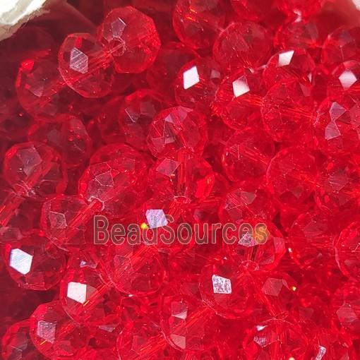 Red Chinese Crystal Glass Beads Faceted Rondelle