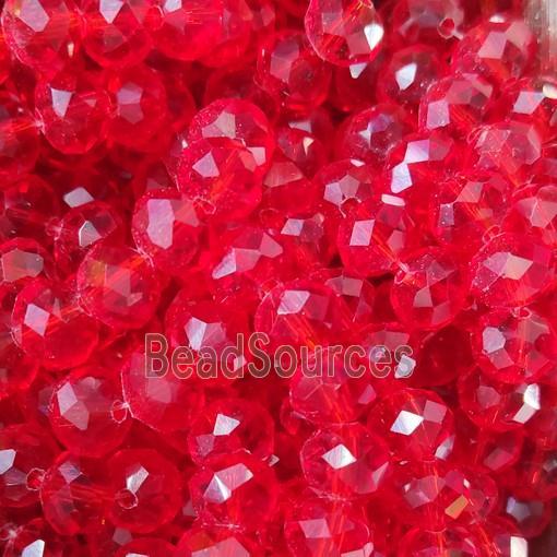 Red Chinese Crystal Glass Beads Faceted Rondelle