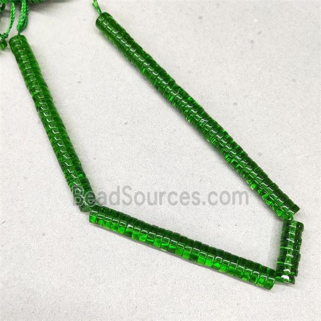 Green Crystal Glass Heishi Spacer Beads