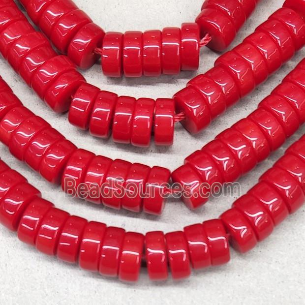 Red Jadeite Glass Heishi Spacer Beads