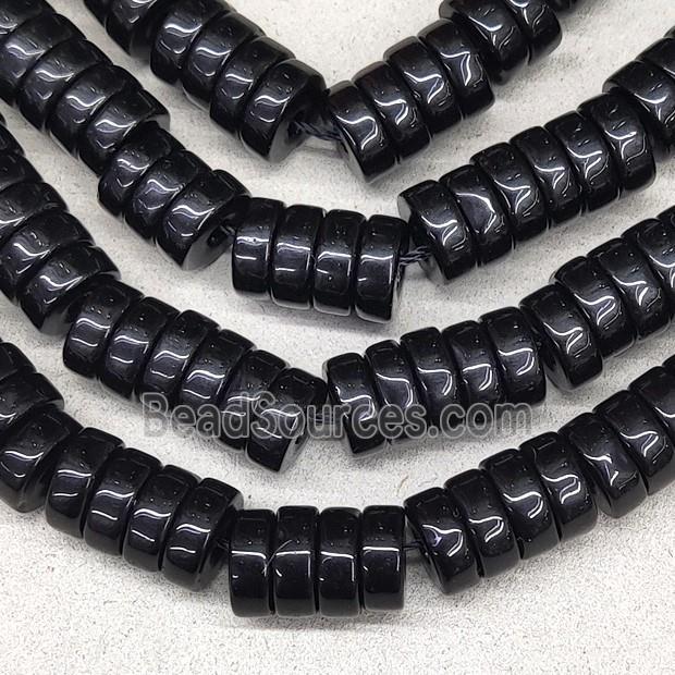 Black Jadeite Glass Heishi Spacer Beads