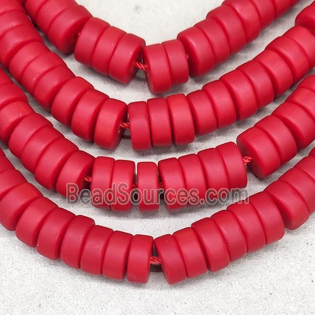 Red Jadeite Glass Heishi Spacer Beads Matte