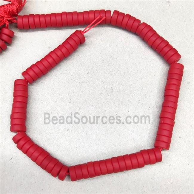 Red Jadeite Glass Heishi Spacer Beads Matte