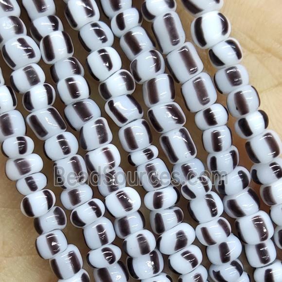 Lampwork Rondelle Beads White Black