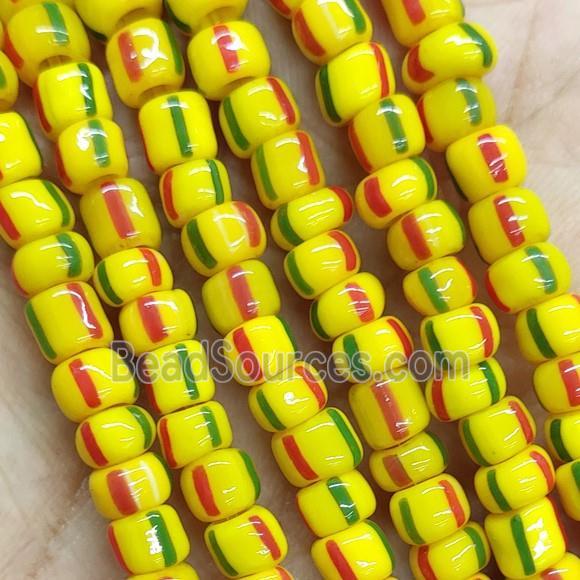 Yellow Lampwork Glass Rondelle Beads