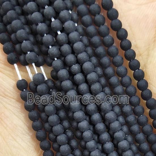 Black Glass Seed Beads Round Matte