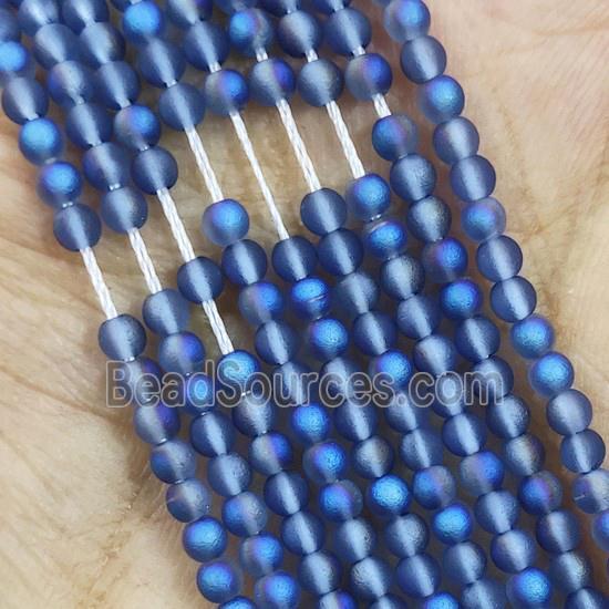 GrayBlue Glass Crystal Seed Beads Round Matte