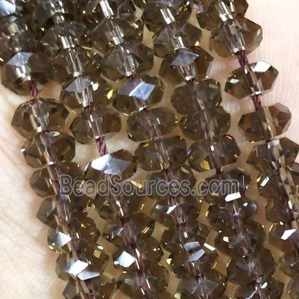 Smoky Crystal Glass Beads Faceted Rondelle