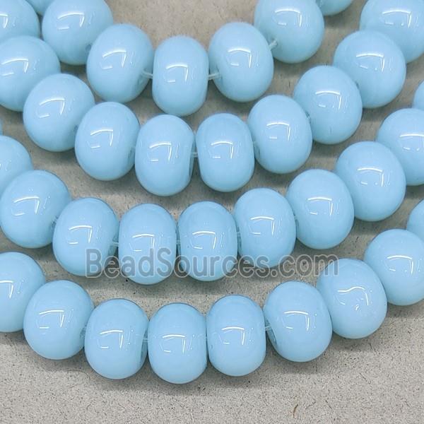 Jadeite Glass Rondelle Beads Aqua