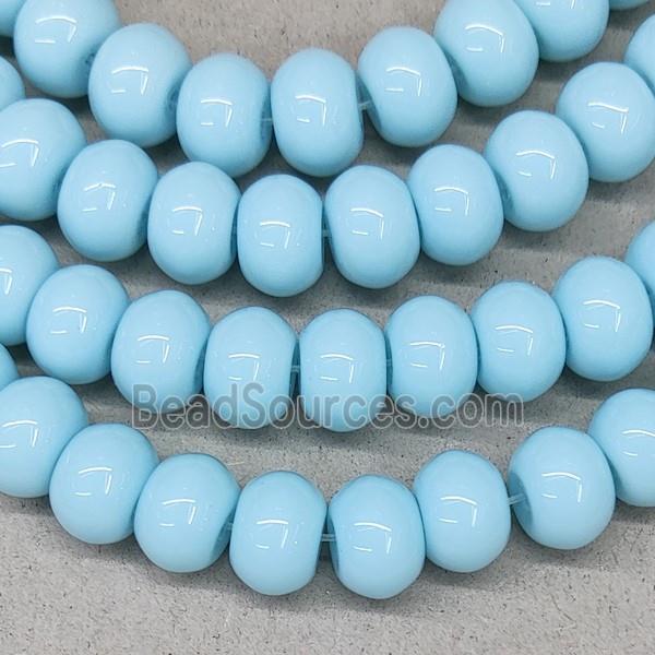 Aqua Jadeite Glass Rondelle Beads