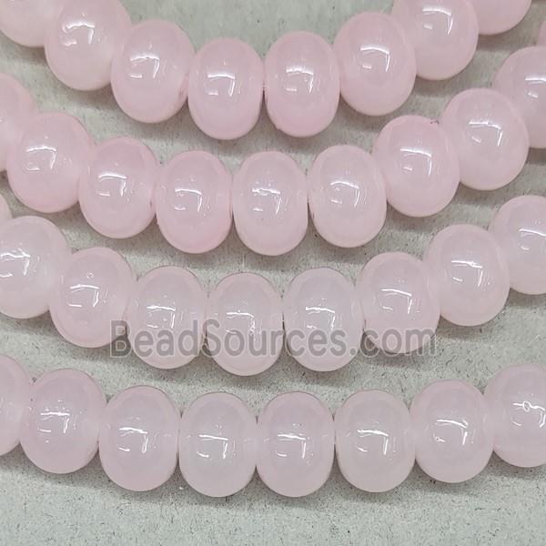 Pink Jadeite Glass Rondelle Beads