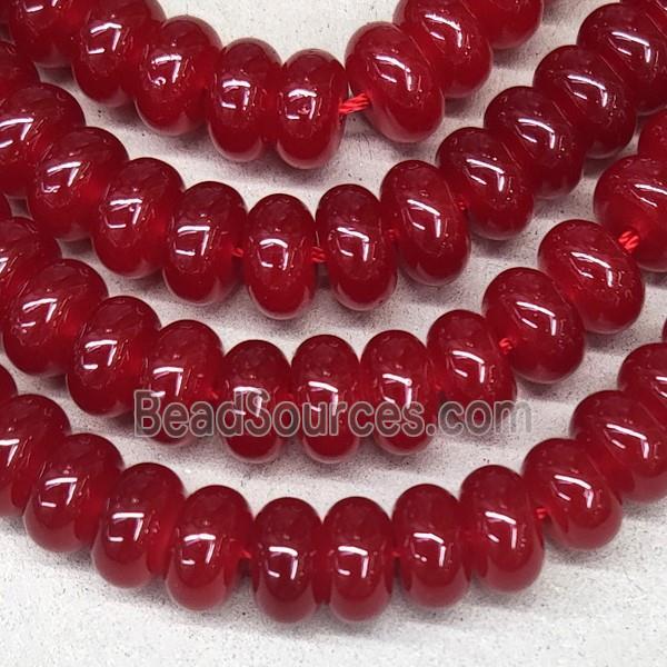 Jadeite Glass Rondelle Beads Red