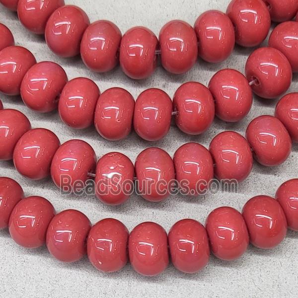 Red Jadeite Glass Rondelle Beads